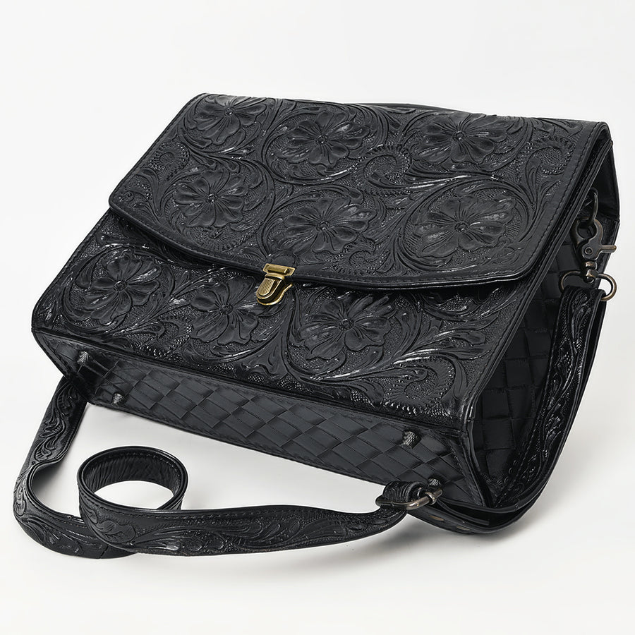 American Darling Western Hand-Tooled Leather Briefcase Bag – Floral Carved Genuine Leather Work Bag with Strap | Premium Artisan Craft
