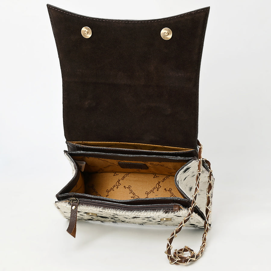 American Darling Western Leather Cross body Bag - Eco-Friendly Full Grain Leather Hand Tooled Floral Carved Hair-On Cowhide Purse