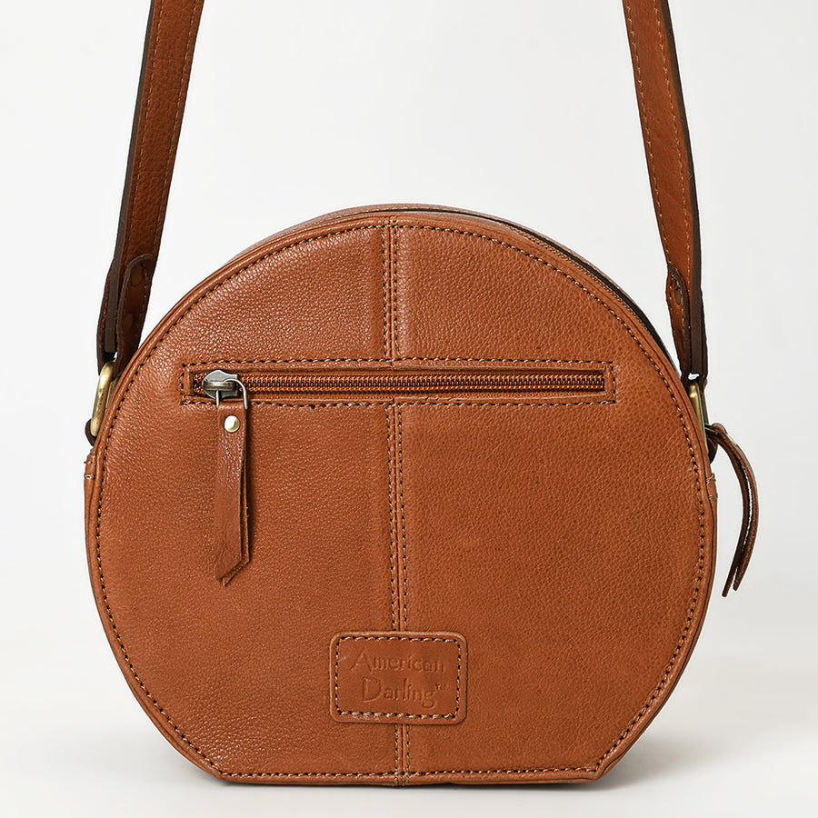 American Darling Western Leather Canteen Bag - Eco-Friendly Vegetable Tanned Full Grain Leather Hand Tooled Floral Carved Purse