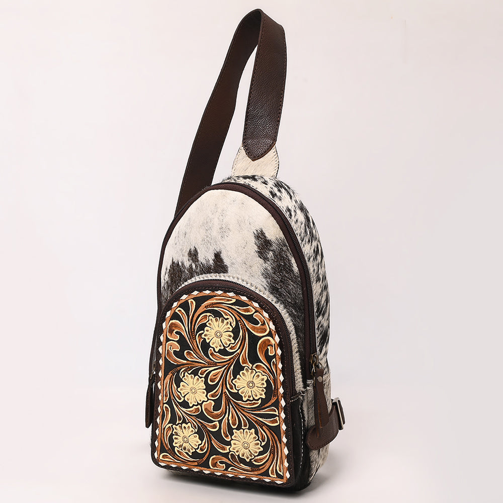 American Darling Sling Hand Tooled Hair On Genuine Leather Women Bag Western Handbag Purse