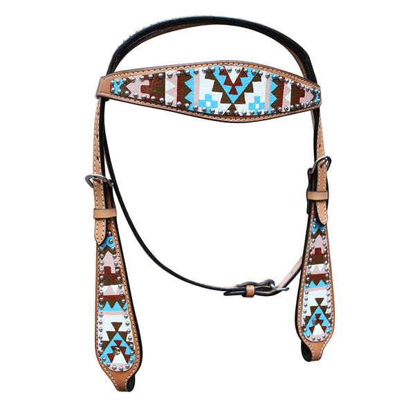 Ensemble Poitrail Et Têtière HILASON Western, Cuir Marron, Floral, Taille Cheval