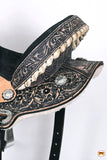 HILASON Flex Tree Western Horse Saddle American Leather Trail Barrel Racing Black Rough Out