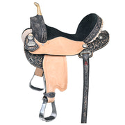 HILASON Flex Tree Western Horse Saddle American Leather Trail Barrel Racing Black Rough Out