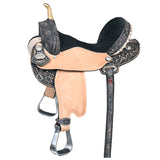 HILASON Flex Tree Western Horse Saddle American Leather Trail Barrel Racing Black Rough Out