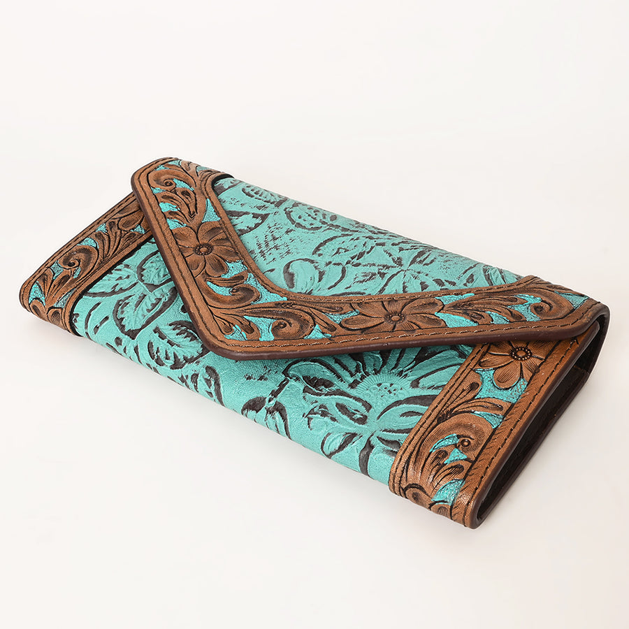 OHLAY Wallet Hand Tooled Embossed Genuine Leather Women Bag Western Handbag Purse | Womens Handbags |Leather Belt for Summer