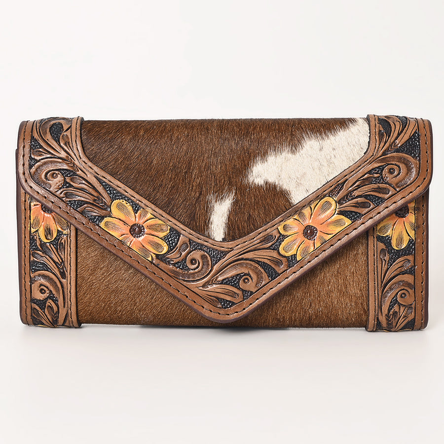 OHLAY Wallet Hand Tooled Hair-On Genuine Leather Women Bag Western Handbag Purse | Womens Handbags |Leather Belt for Summer