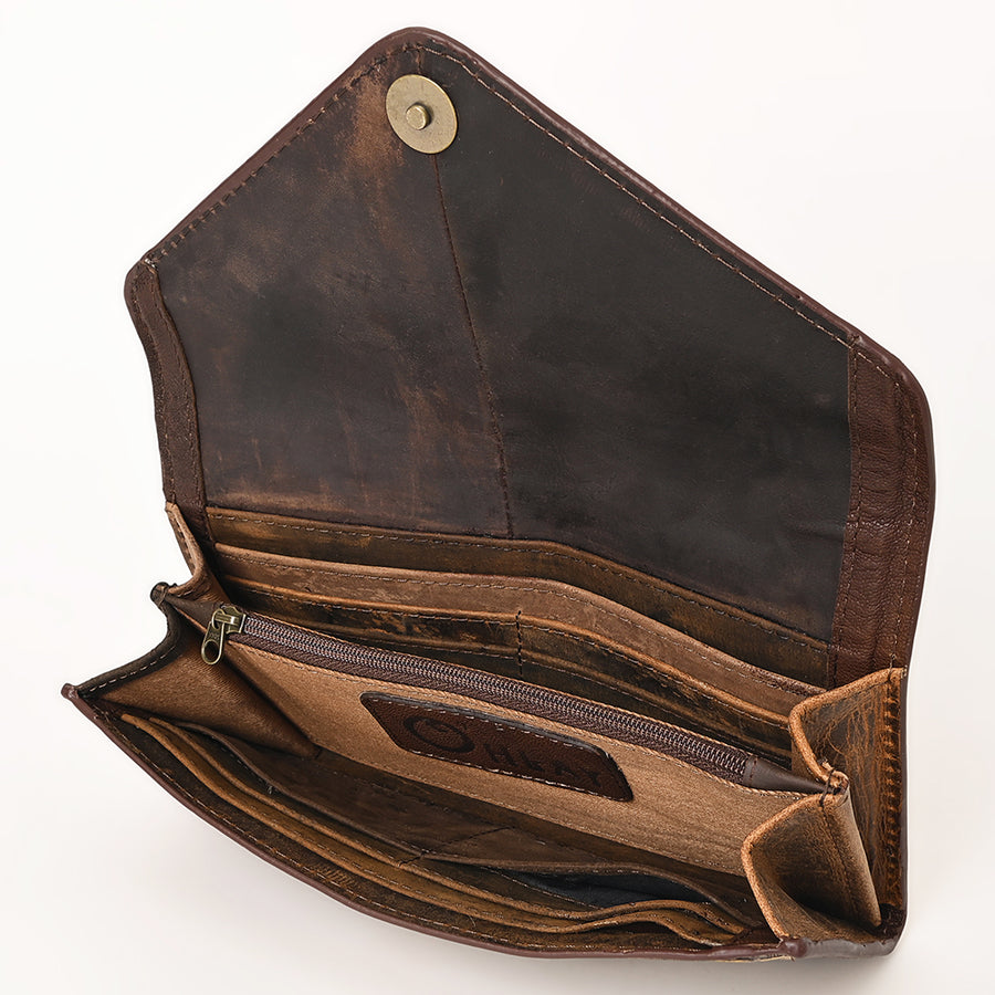 OHLAY Wallet Hand Tooled Hair-On Genuine Leather Women Bag Western Handbag Purse | Womens Handbags |Leather Belt for Summer