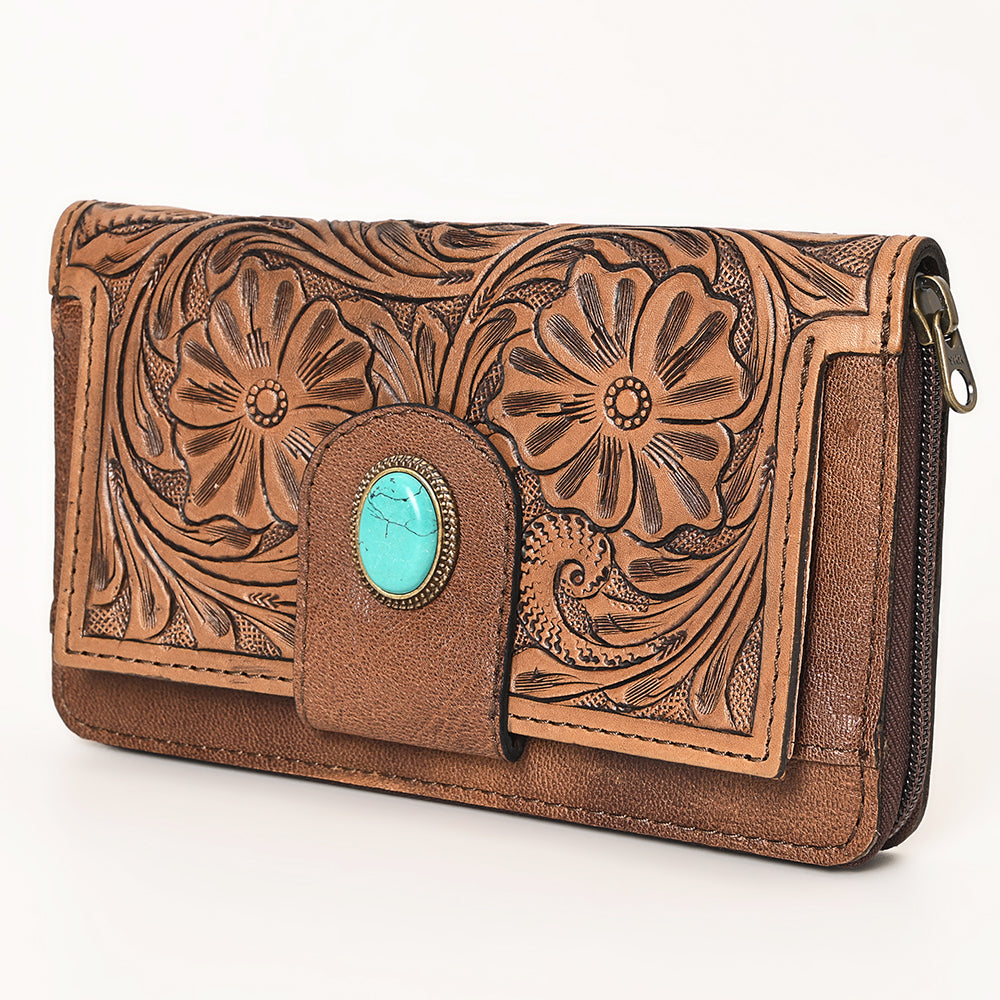 OHLAY WALLET Hand Tooled Genuine Leather women bag western handbag purse