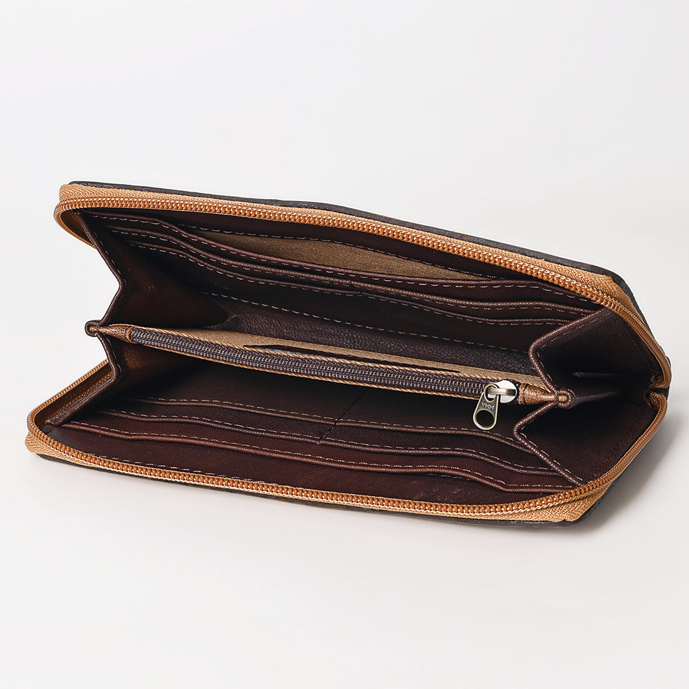 OHLAY WALLET Hand Tooled Hair-on Genuine Leather women bag western handbag purse
