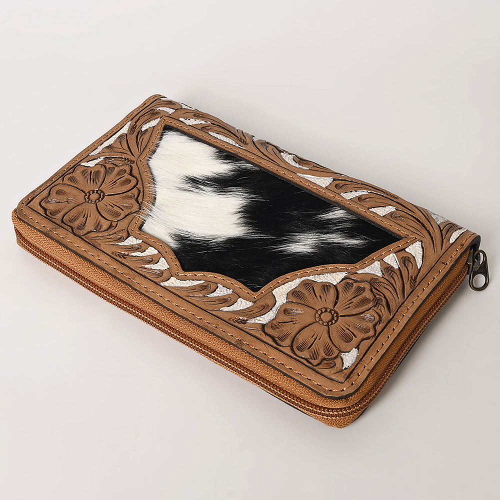 OHLAY WALLET Hand Tooled Hair-on Genuine Leather women bag western handbag purse
