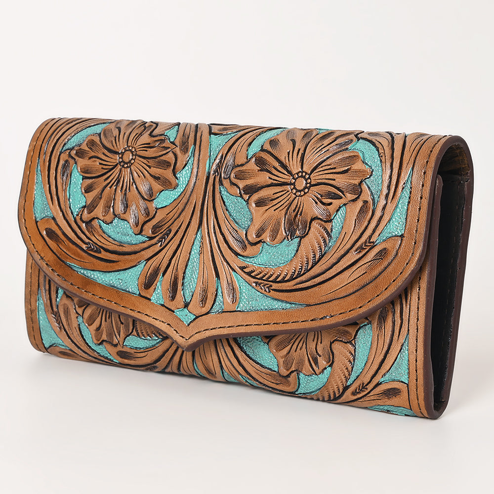 OHLAY WALLET Hand Tooled Genuine Leather women bag western handbag purse
