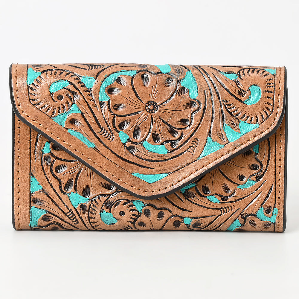 OHLAY WALLET Hand Tooled Genuine Leather women bag western handbag purse
