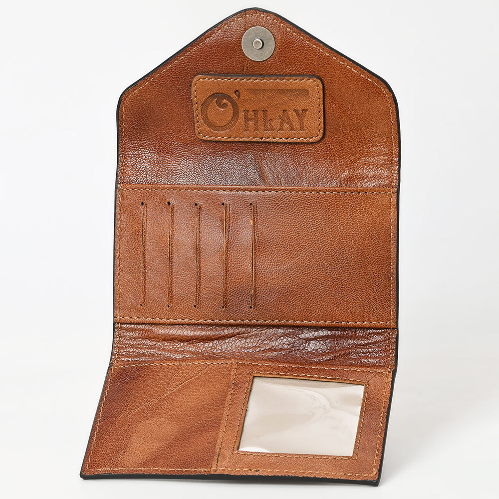 OHLAY WALLET Hand Tooled Genuine Leather women bag western handbag purse
