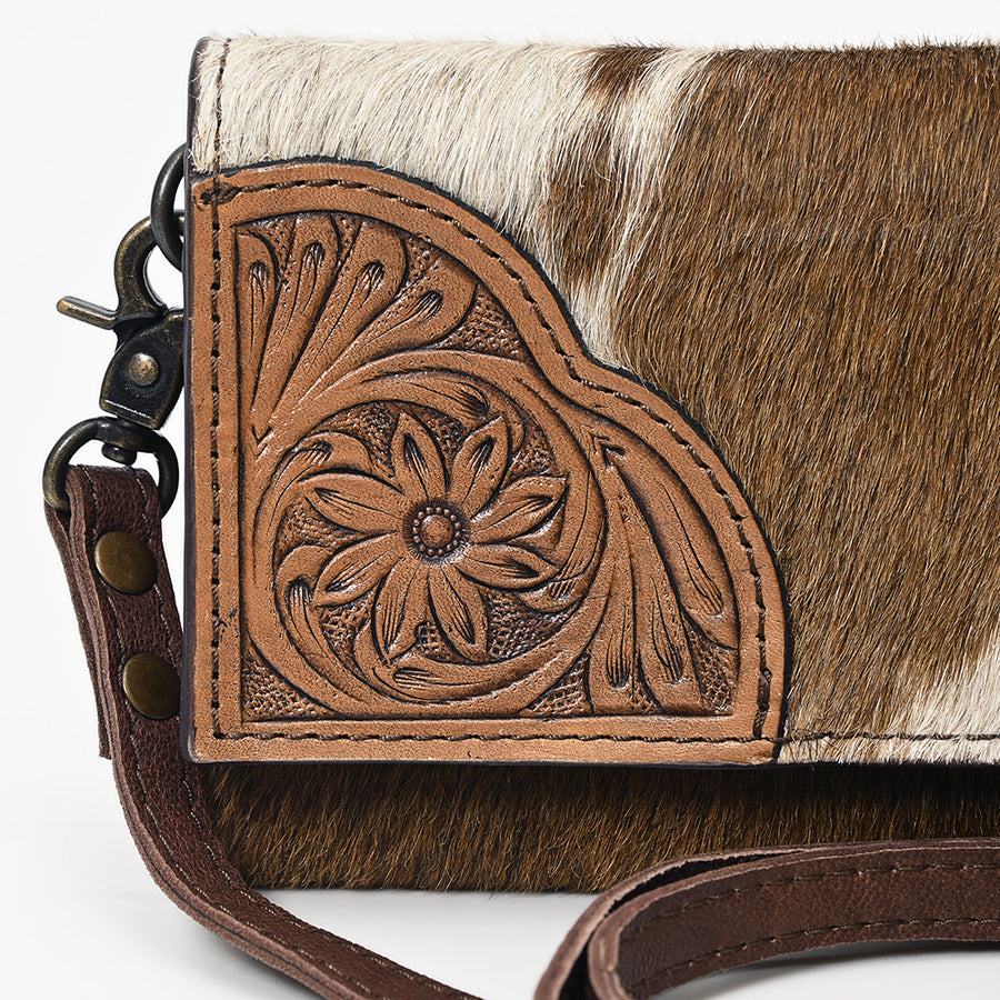 OHLAY Wallet Hand Tooled Hair-On Genuine Leather Women Bag Western Handbag Purse | Womens Handbags |Leather Belt for Summer