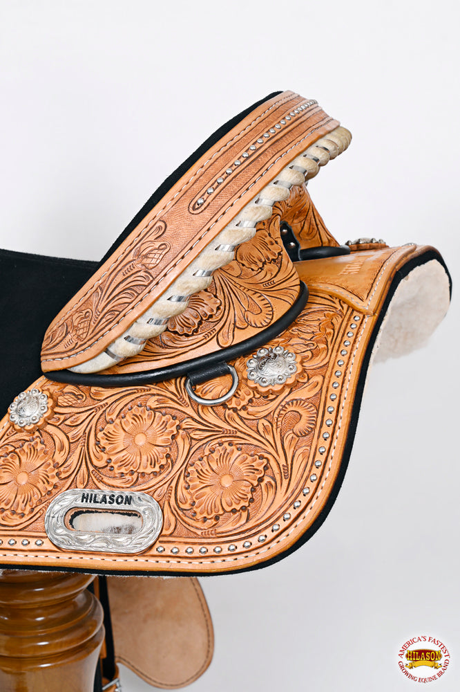 HILASON Western Horse Child Saddle Treeless American Leather Barrel l | for Horses