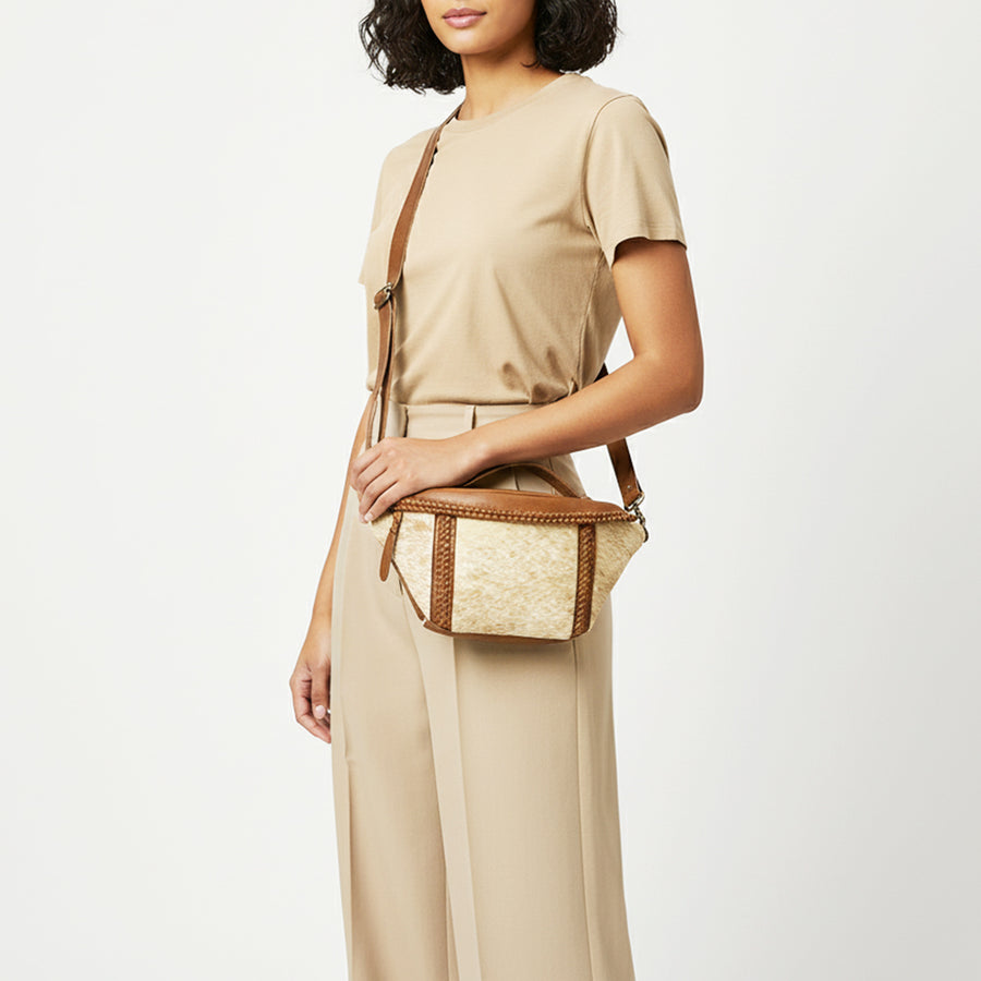 American Darling Fanny Pack Western Hair-On Cowhide Genuine Leather Handcrafted Waist Bag with Braided Edge and YKK Zipper