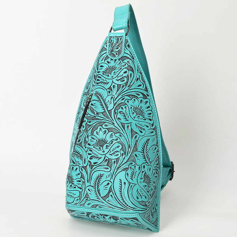 American Darling Hand-Tooled Western Leather Sling Bag | Genuine Leather Floral Carved Crossbody - Uhorse