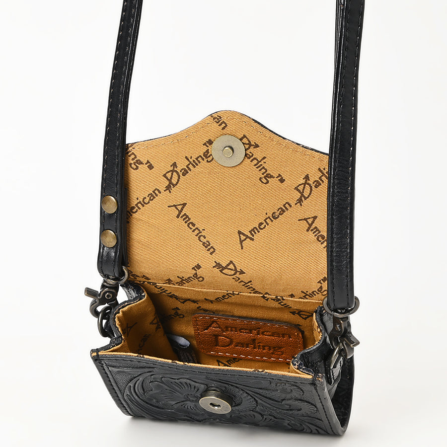 American Darling Hand Tooled Genuine Leather Western Wallet Bag – Compact Crossbody with Premium Craftsmanship for Everyday Use