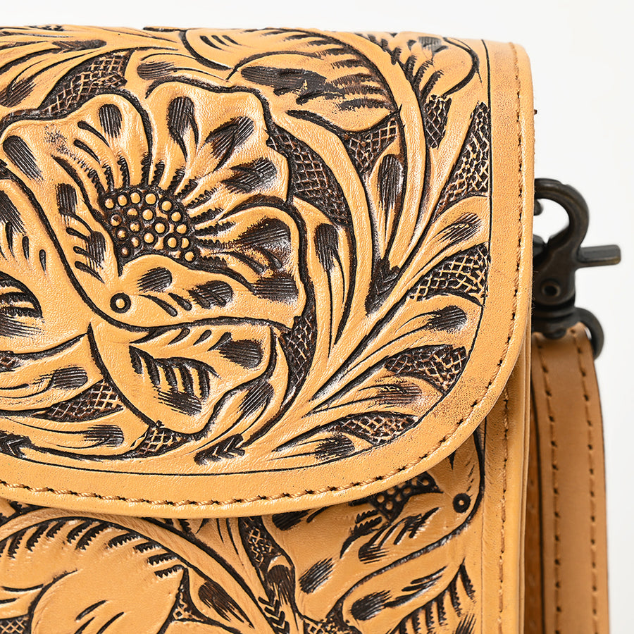 American Darling Hand Tooled Leather Cell Phone Holder – Genuine Leather Western Crossbody with Adjustable Strap