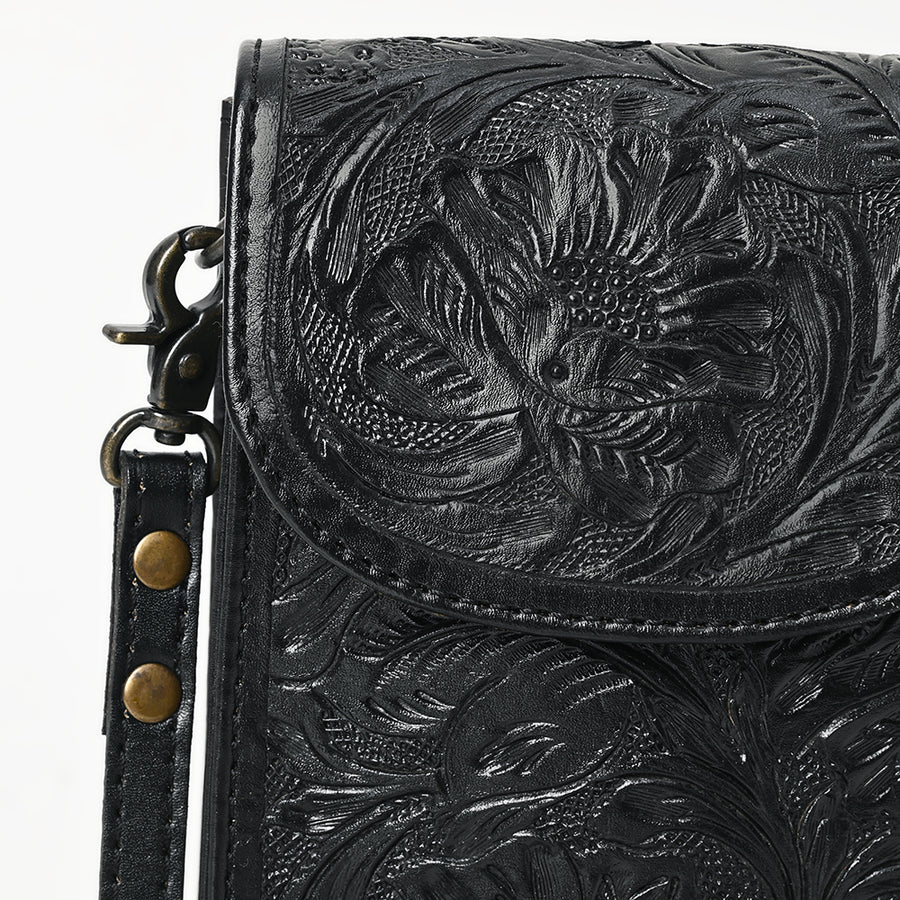 American Darling Hand Tooled Leather Cell Phone Holder – Genuine Leather Western Crossbody with Adjustable Strap