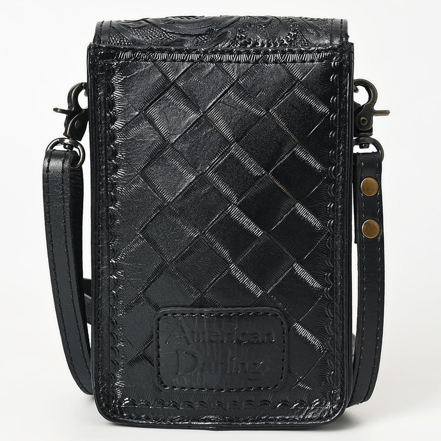 American Darling Hand Tooled Leather Cell Phone Holder – Genuine Leather Western Crossbody with Adjustable Strap