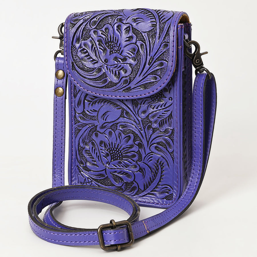 American Darling Hand Tooled Leather Cell Phone Holder - Western Crossbody - Uhorse