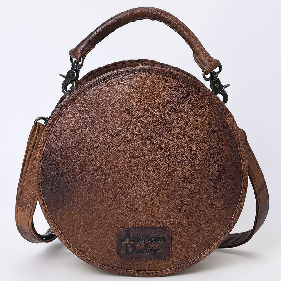 American Darling Hand Tooled Western Leather Canteen Bag – Genuine Leather Floral Carved Crossbody with Strap for Everyday Wear