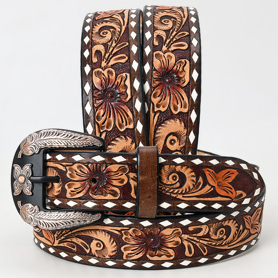 Beautifully Hand Tooled Genuine American Leather Belt Men and Women - Uhorse