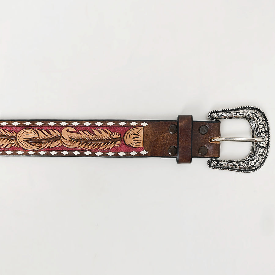 Beautifully Hand Tooled Genuine American Leather Belt Men and Women