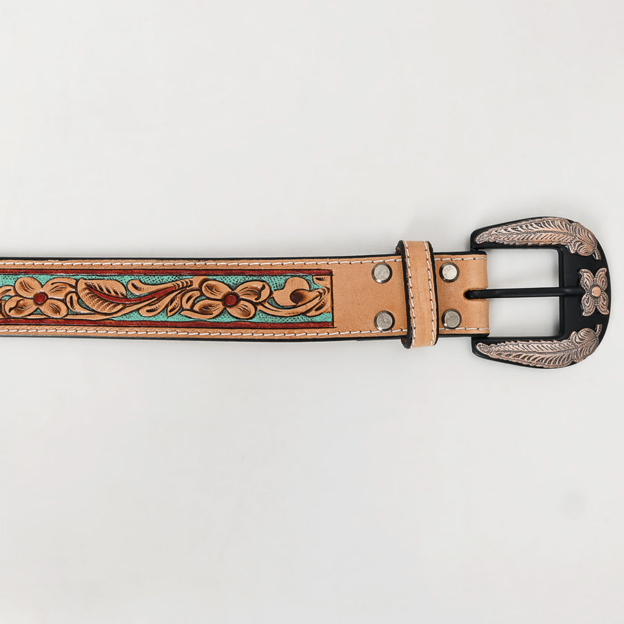 American Darling Beautifully Hand Tooled Brown Genuine Leather Apparel Belt Men and Women