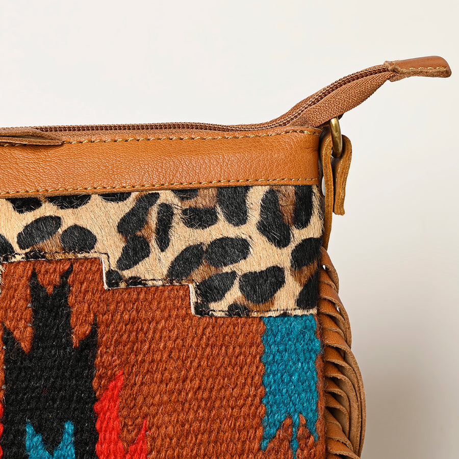 OHLAY Hobo Upcycled Wool Hair-On Genuine Leather Women Bag Western Handbag Purse | Womens Handbags Belt for Summer