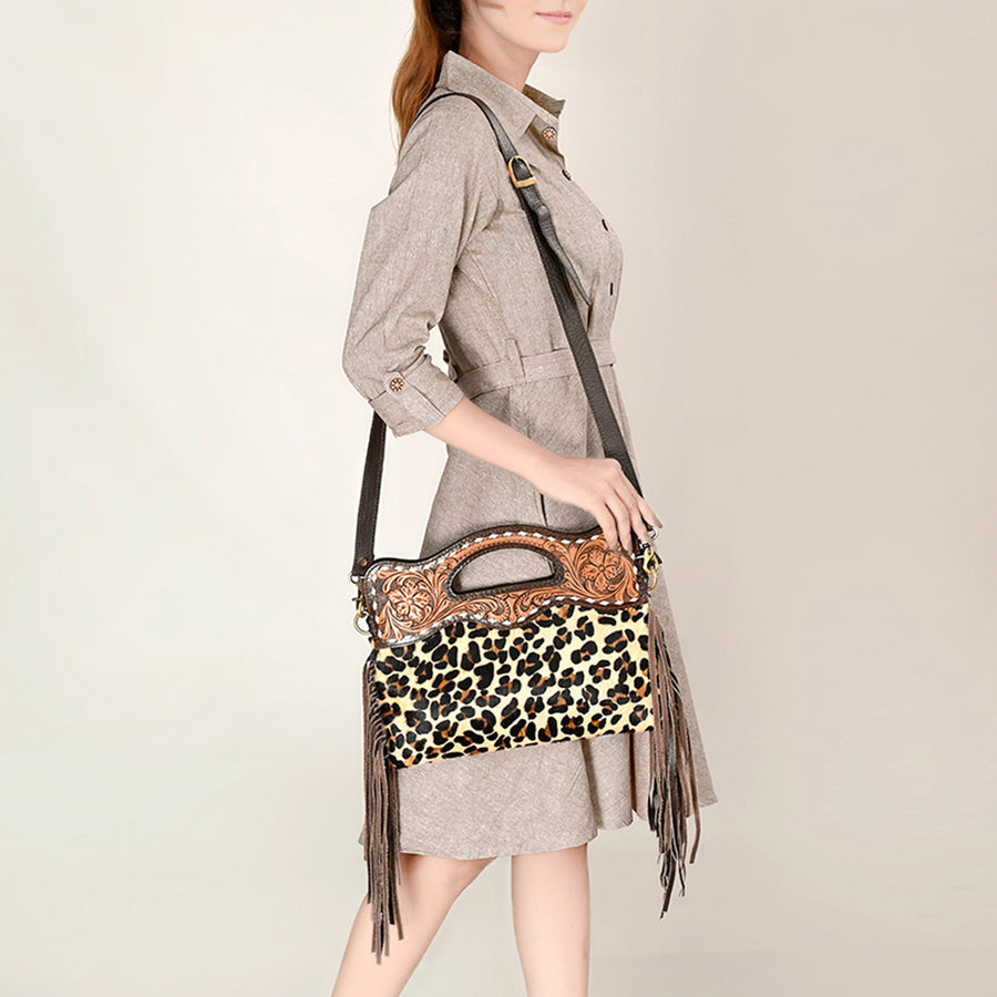 Ohlay Bags OHA113 Clutch Hand Tooled Hair-On Genuine Leather Women Bag Western Handbag Purse