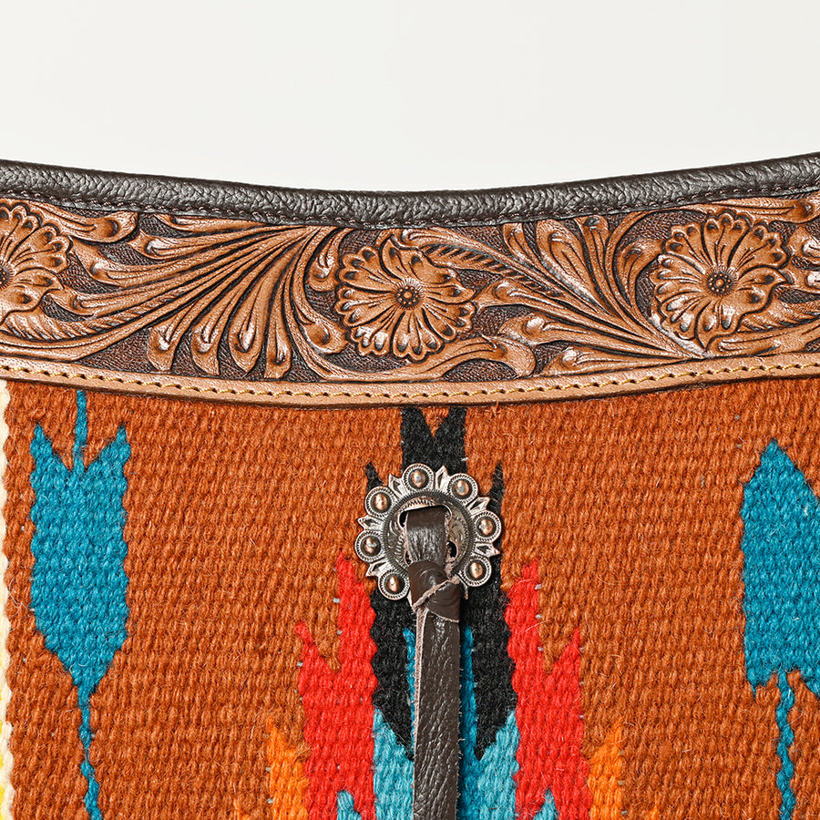 OHLAY HOBO Hand Tooled Upcycled Wool Genuine Leather Women Bag Western Handbag Purse | Womens Handbags Belt for Summer