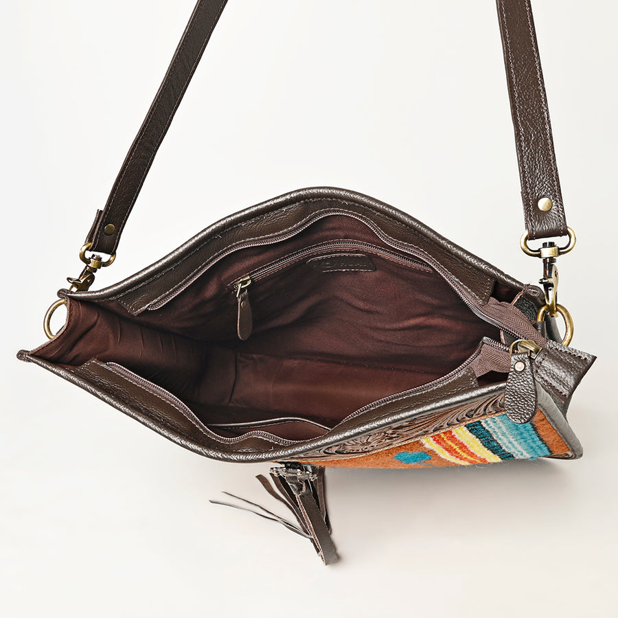 OHLAY HOBO Hand Tooled Upcycled Wool Genuine Leather Women Bag Western Handbag Purse | Womens Handbags Belt for Summer