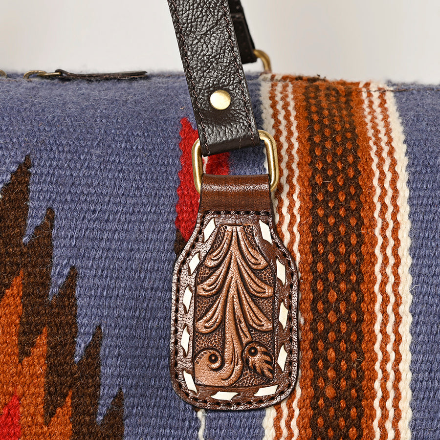 OHLAY DUffel Hand Tooled Upcycled Wool Genuine Leather Women Bag Western Handbag Purse | Canvas for Womens Summer