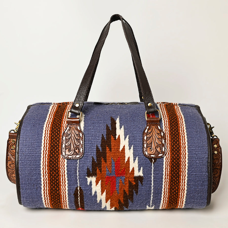 OHLAY DUffel Hand Tooled Upcycled Wool Genuine Leather Women Bag Western Handbag Purse | Canvas for Womens Summer