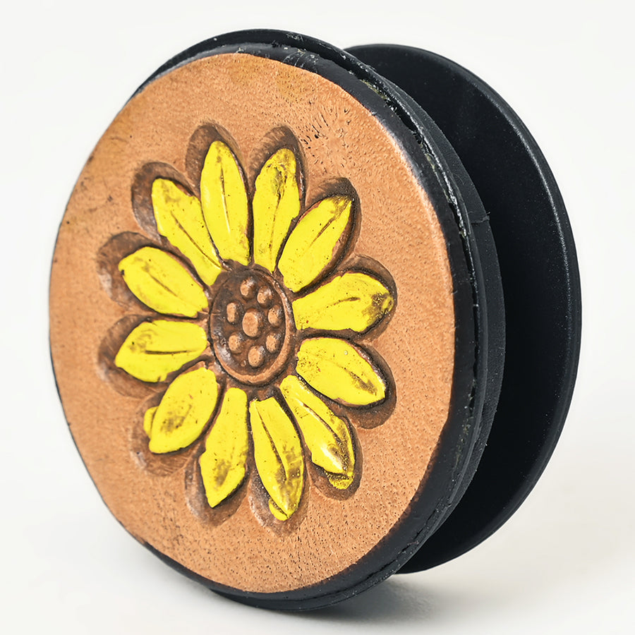 American Darling Hand Tooled Painted Sunflower Pop Phone Grip Stand Holder - Uhorse