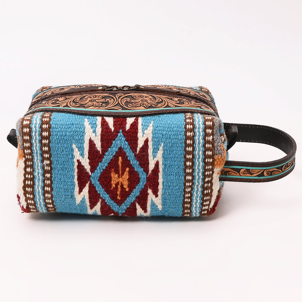 American Darling Toiletry Hand Tooled Aztec Dari Women Bag Handbag | Travel Leather