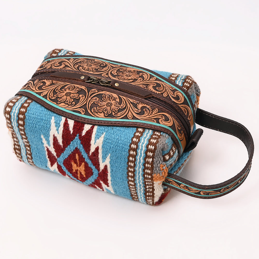 American Darling Toiletry Hand Tooled Aztec Dari Women Bag Handbag | Travel Leather