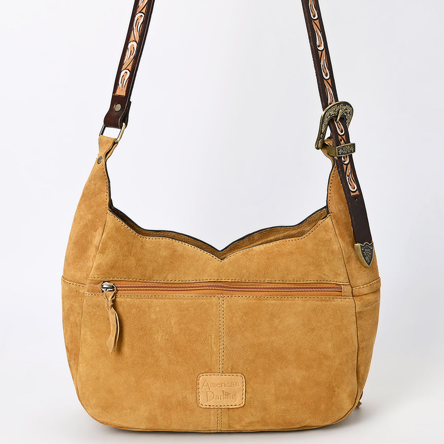 American Darling Fringed Hobo Bag Genuine Leather Hand Tooled Floral Carved Buck Stitched Western Purse YKK Zipper