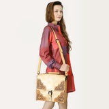 American Darling Briefcase Hand Tooled Hair on Genuine Leather Western Women Bag Handbag Purse | Travel Bags College Casual