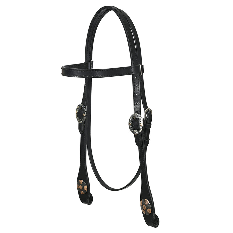 Hilason Western Horse Genuine Leather Headstall Bridle Engraved GS Concho Black - Uhorse