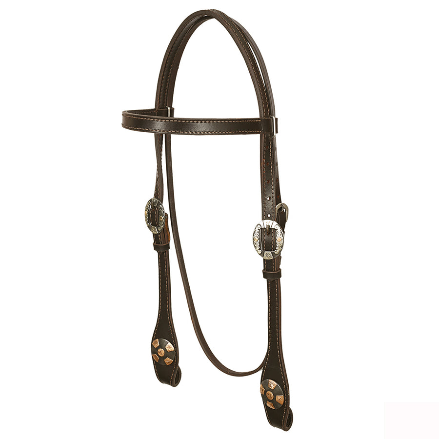 Hilason Western Horse Genuine Leather Headstall Bridle Engraved GS Concho Brown - Uhorse