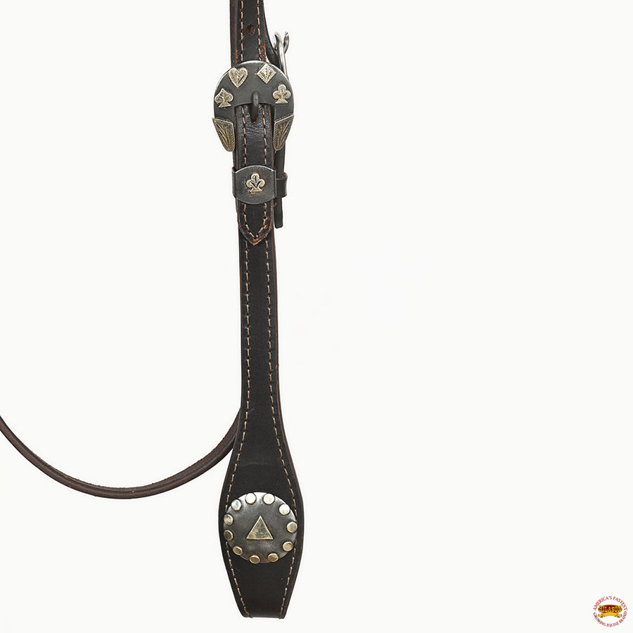 Hilason Western Horse Genuine Leather Headstall Bridle Engraved German Silver Concho Brown