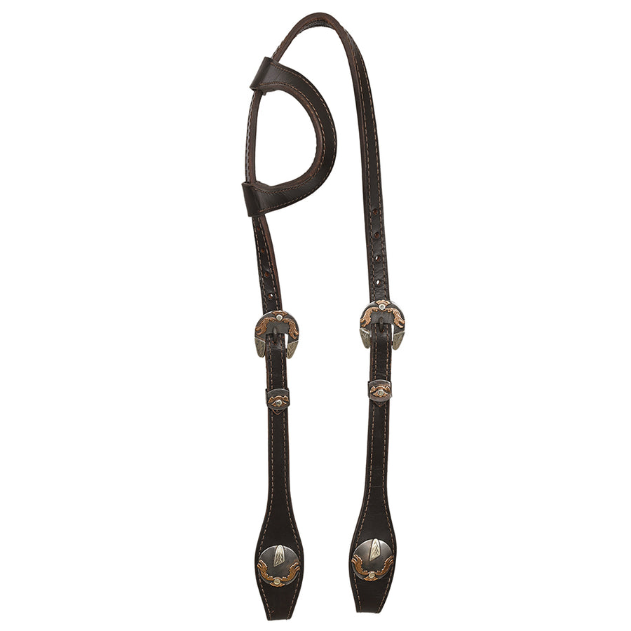 Hilason Western Horse Genuine Leather One Ear Headstall Bridle Engraved GS Concho Brown - Uhorse
