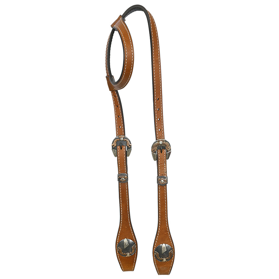 Hilason Western Horse Genuine Leather One Ear Headstall Bridle Engraved GS Concho Chestnut - Uhorse