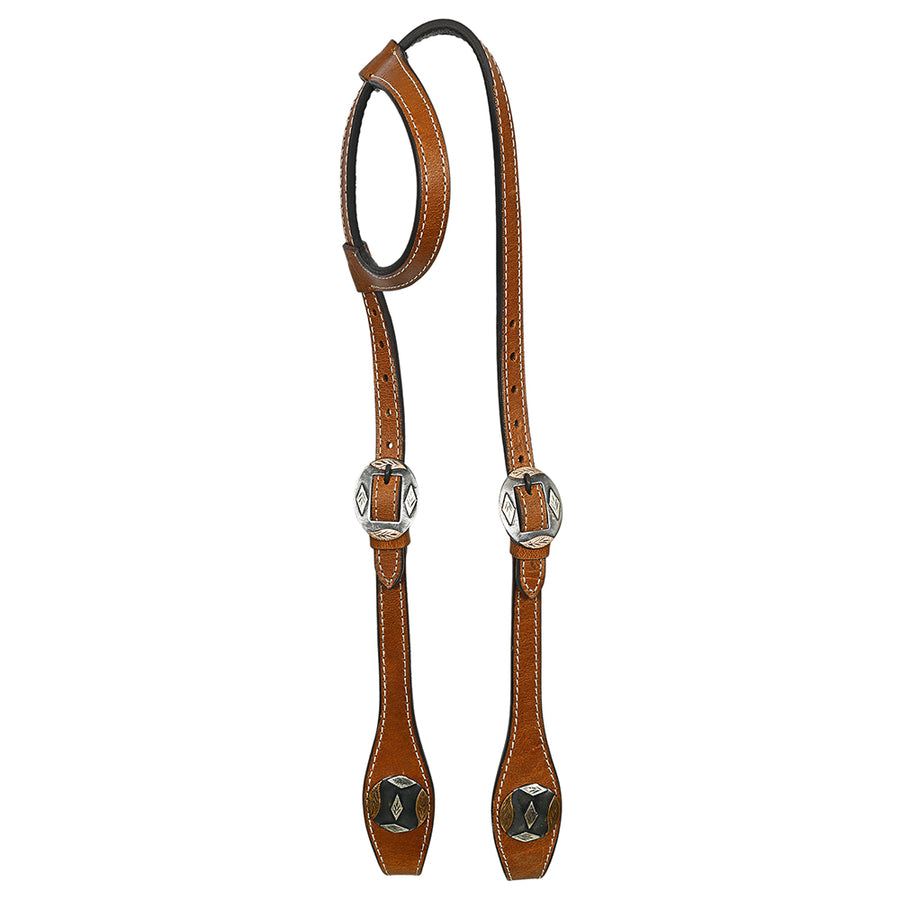 Hilason Western Horse Genuine Leather One Ear Headstall Bridle Engraved GS Concho Chestnut - Uhorse
