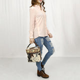 American Darling Jewelry Case Hand Tooled Hair-On Genuine Leather Women Bag Western Handbag Purse |