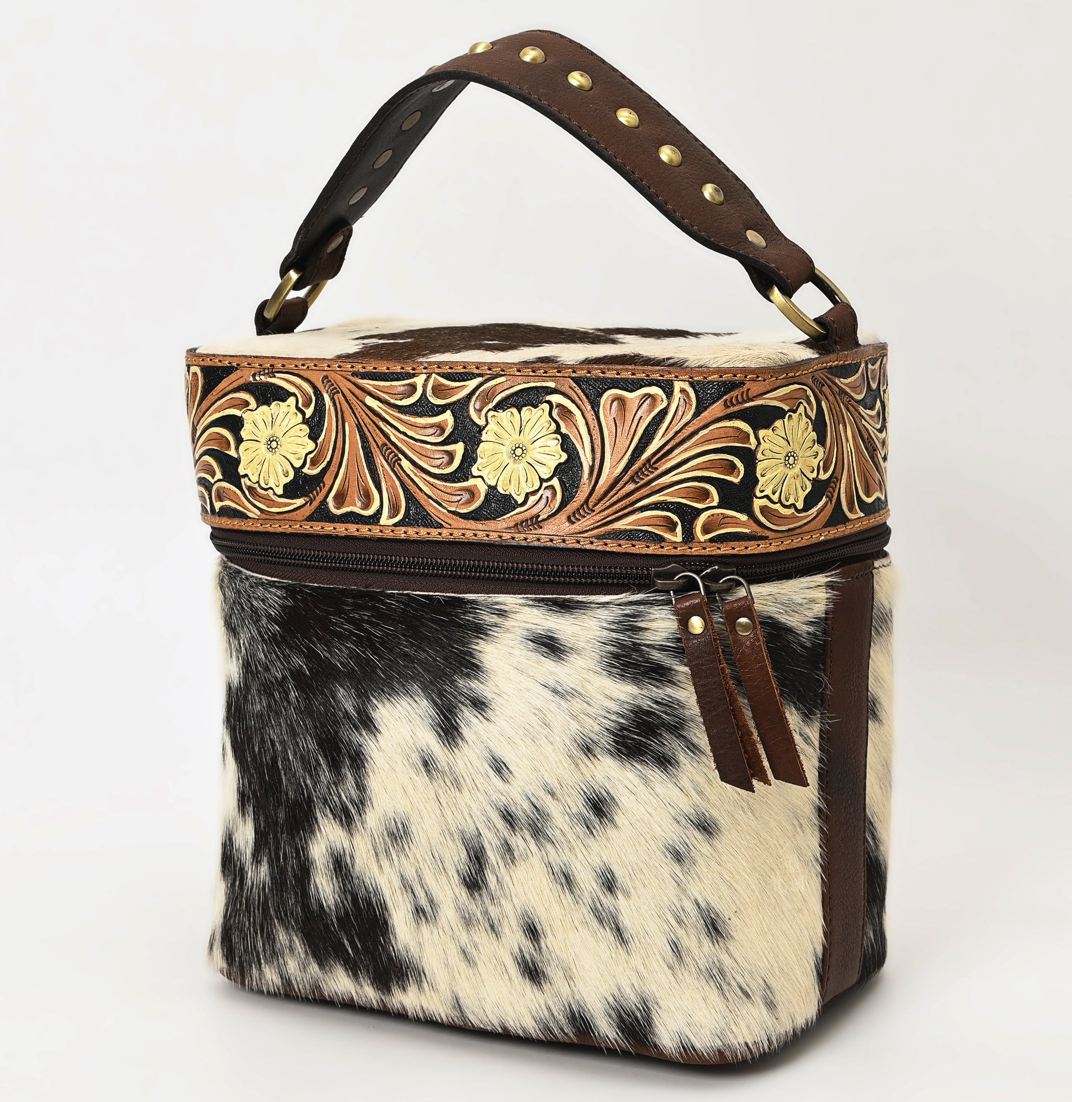 American Darling Jewelry Case Hand Tooled Hair-On Genuine Leather Women Bag Western Handbag Purse |