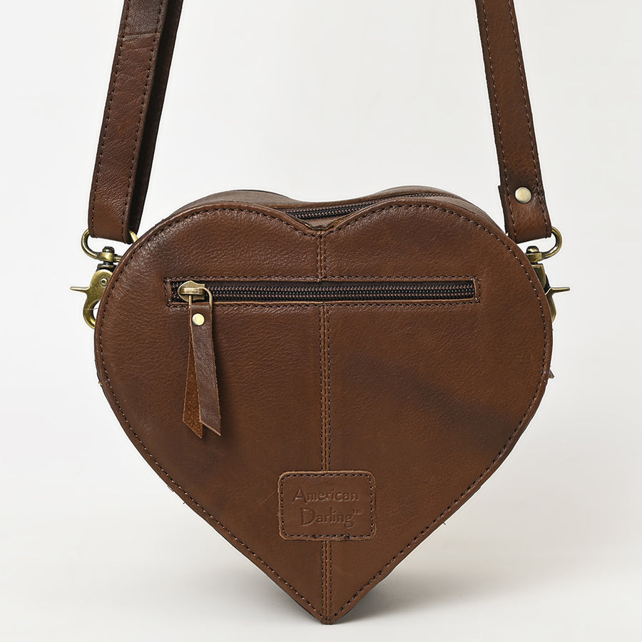 American Darling Hand Tooled Floral Carved Canteen Bag Vegetable-Tanned Genuine Leather Western Crossbody with YKK Zipper